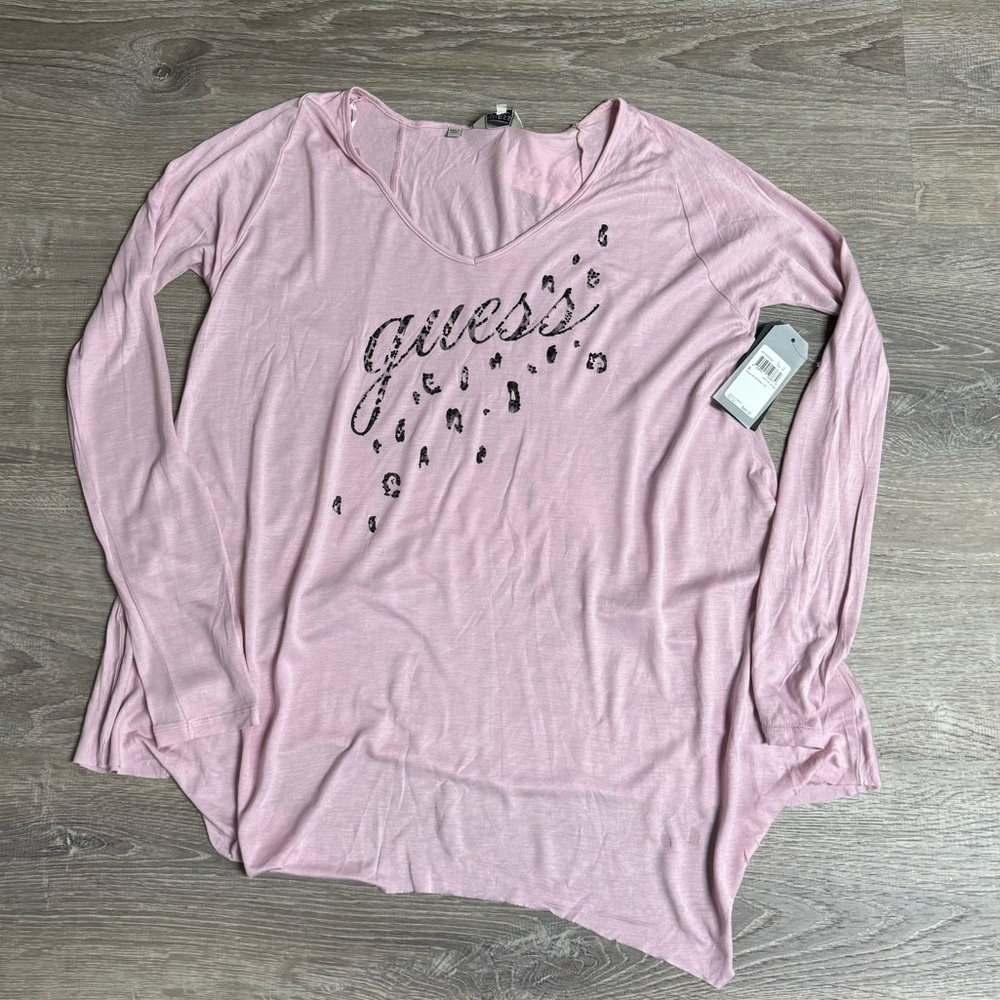 Guess pink long sleeve shirt women’s